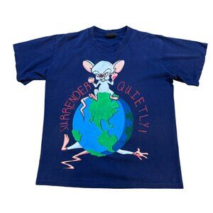 Vintage 90s Changes Animaniacs Pinky And Brain Navy T Shirt XL